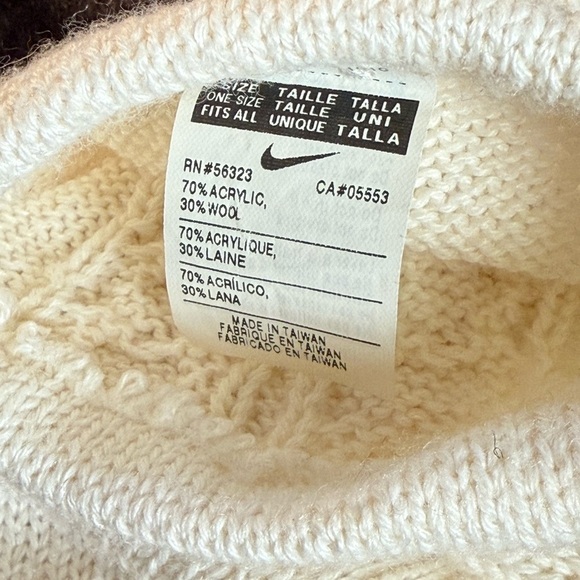 NIKE WHITE WOOL FINGERLESS GLOVES Mittens Arm Warners Wool blend One Size - Picture 4 of 7